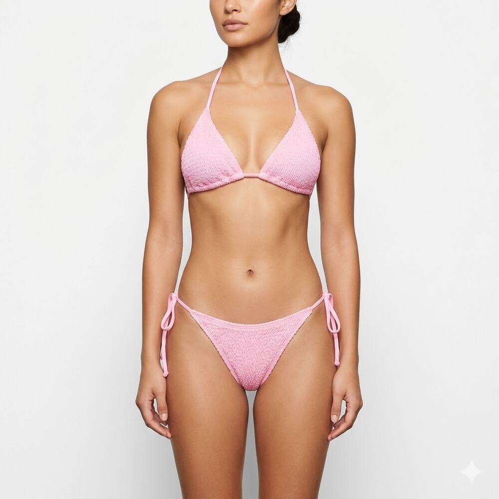 MODA MINX Baby Pink Scrunch Tie Side Bikini NWOT Beach Vacation Pool Cruise
